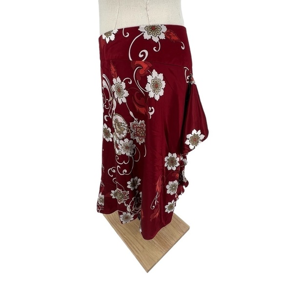 Ann Taylor Red Floral Lined Side Pleat Above The Knee Skirt Size 2 Women's - Picture 6 of 11